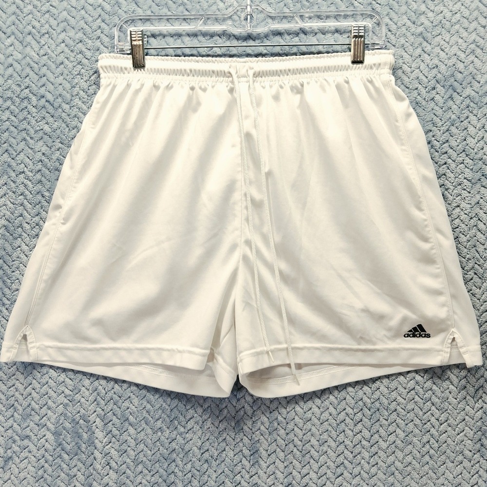Adidas White Soccer Shorts Womens XL Athletic Drawstring Airy Light Athleisure